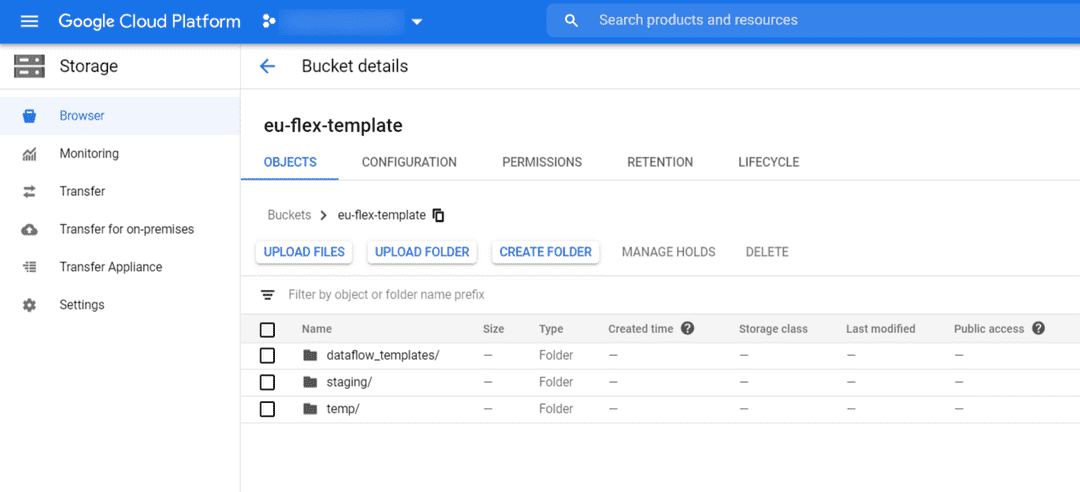 Cloud Storage Dataflow Template Bucket