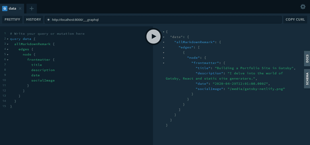 my first graphql query