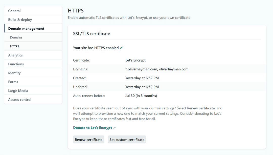 Netlify HTTPS Certificate